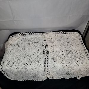 2 Crochet white standard pillow shams